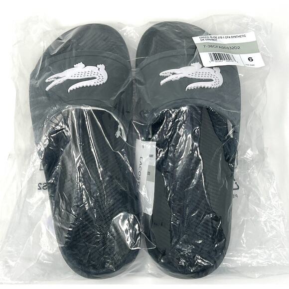 Lacoste Shoes - Lacoste Womens Size 6 BIG CROC Slides 319 GREEN / WHITE Sandals NWT In Bag